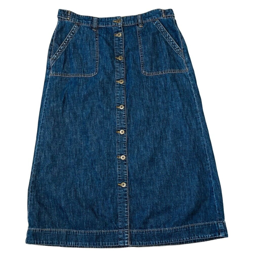 RALPH LAUREN Skirt Vintage Midi Denim Y2K Size 16 Button